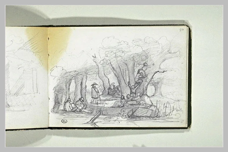 Personnages jouant dans un parc