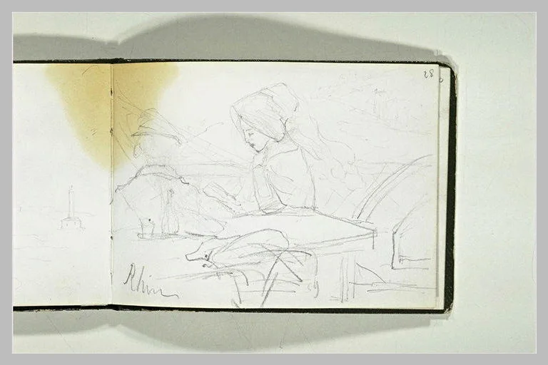 Femme lisant dans un bateau (Rhin)