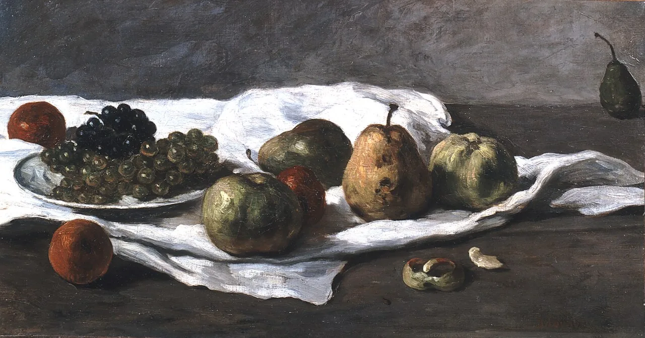 Apples, Pears, and Grapes on a Table