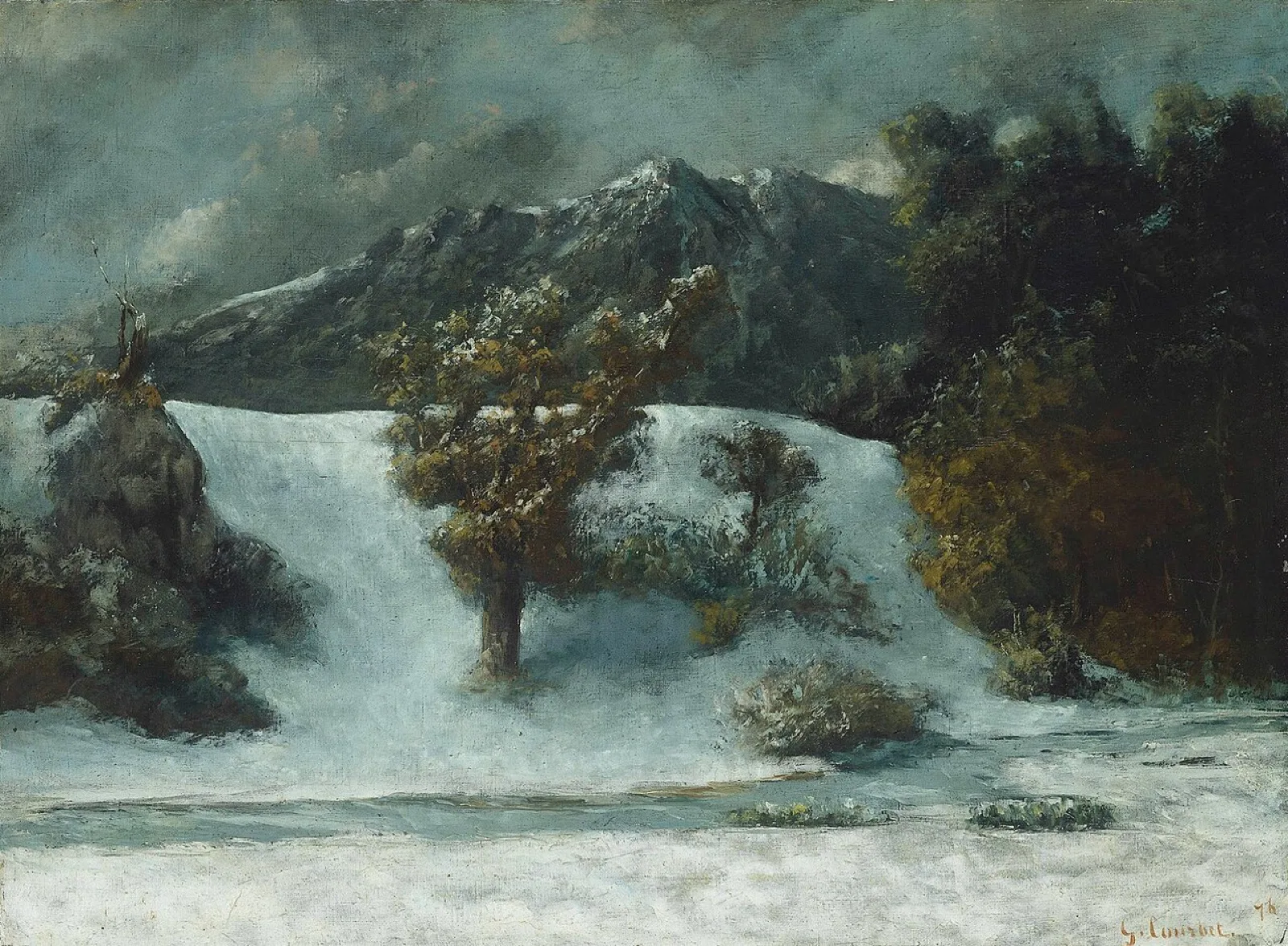 Paysage d'hiver avec les Dents du Midi