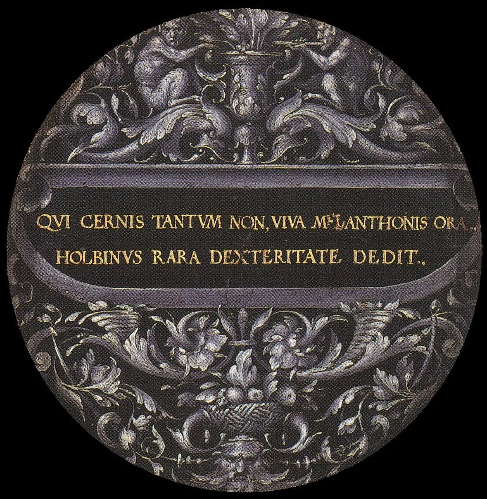 Bildnisdose Philipp Melanchthon: Ornament und Inschrift