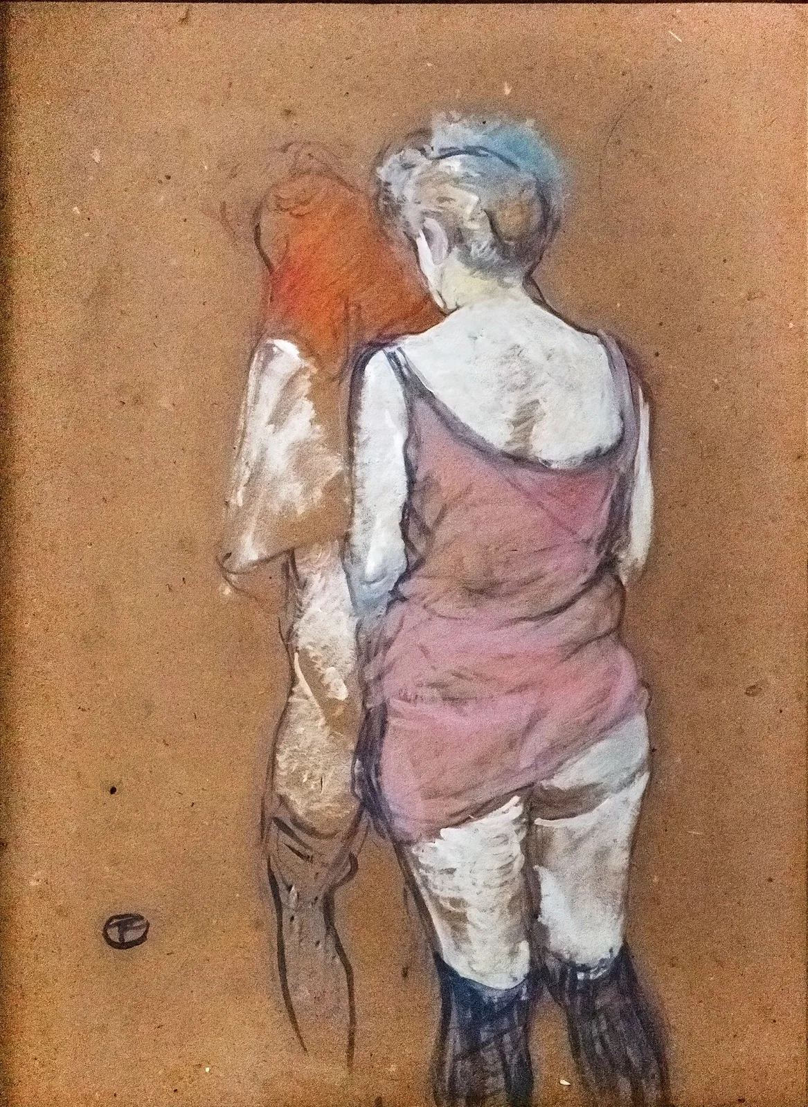 Deux femmes demi-nues de dos. Maison de la rue des Moulins