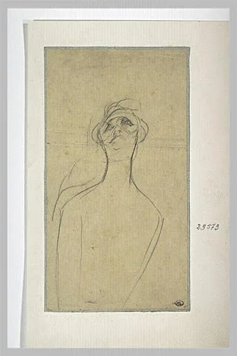 Yvette Guilbert, de face, la tête levée