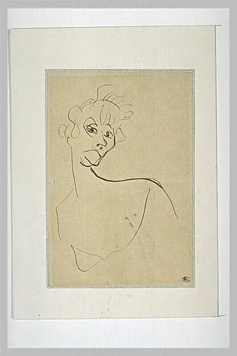 Yvette Guilbert, le visage se retournant un peu vers la droite