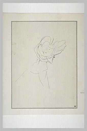 Tête de femme coiffée d'un grand chapeau