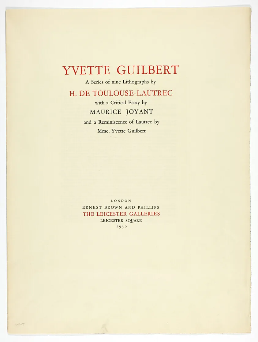 Title Page, from Yvette Guilbert