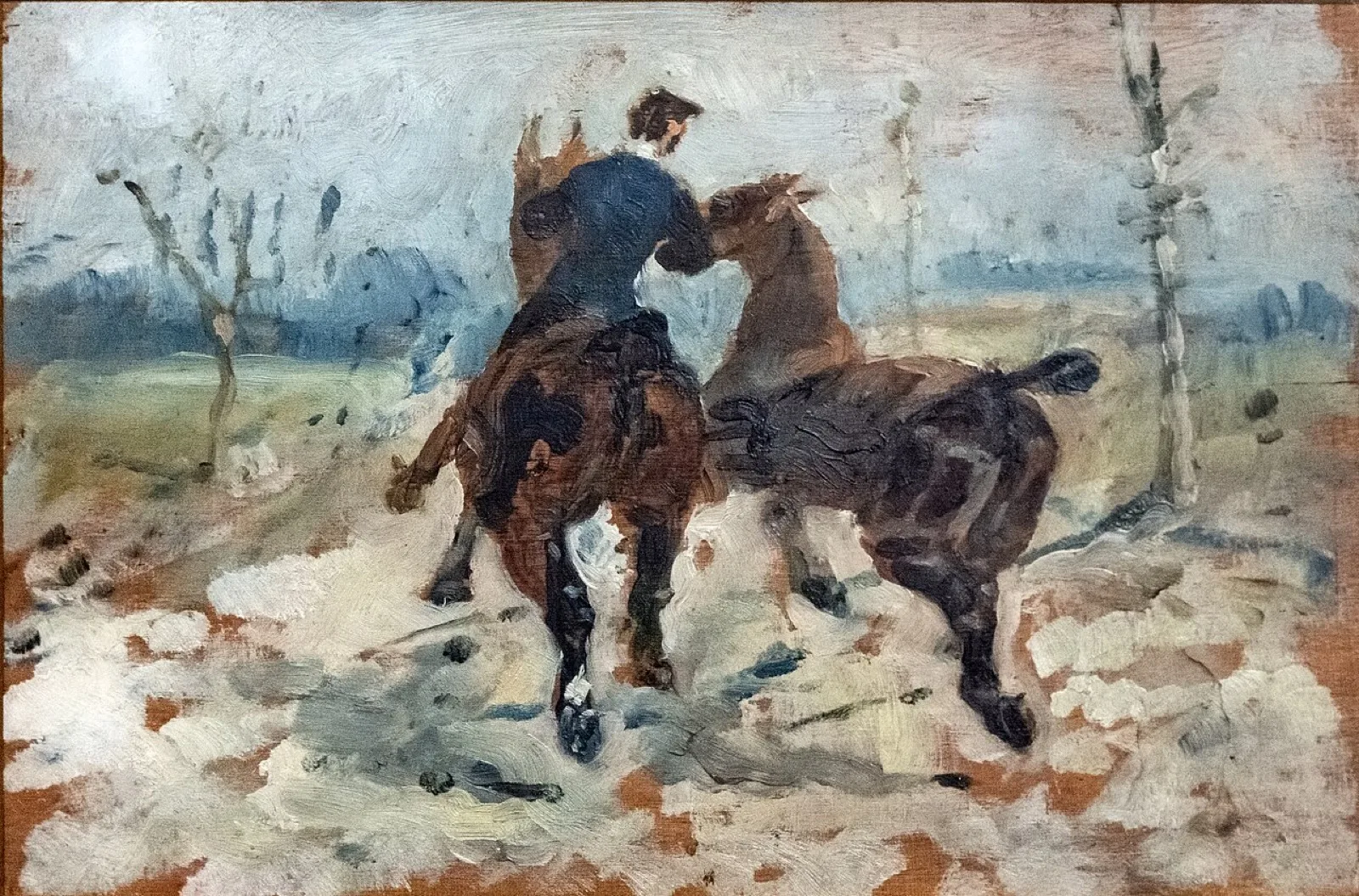 Two horses led in hand
