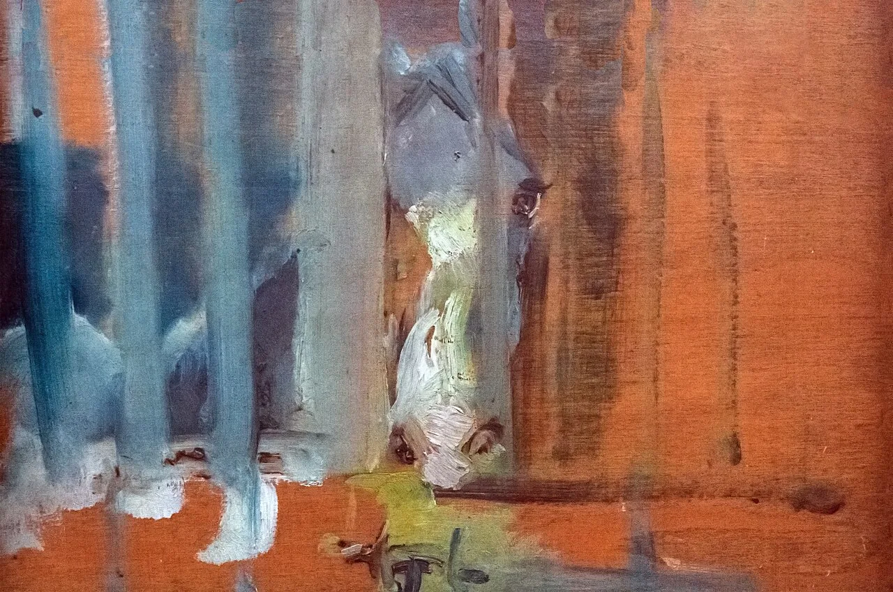 Horse behind a slatted door