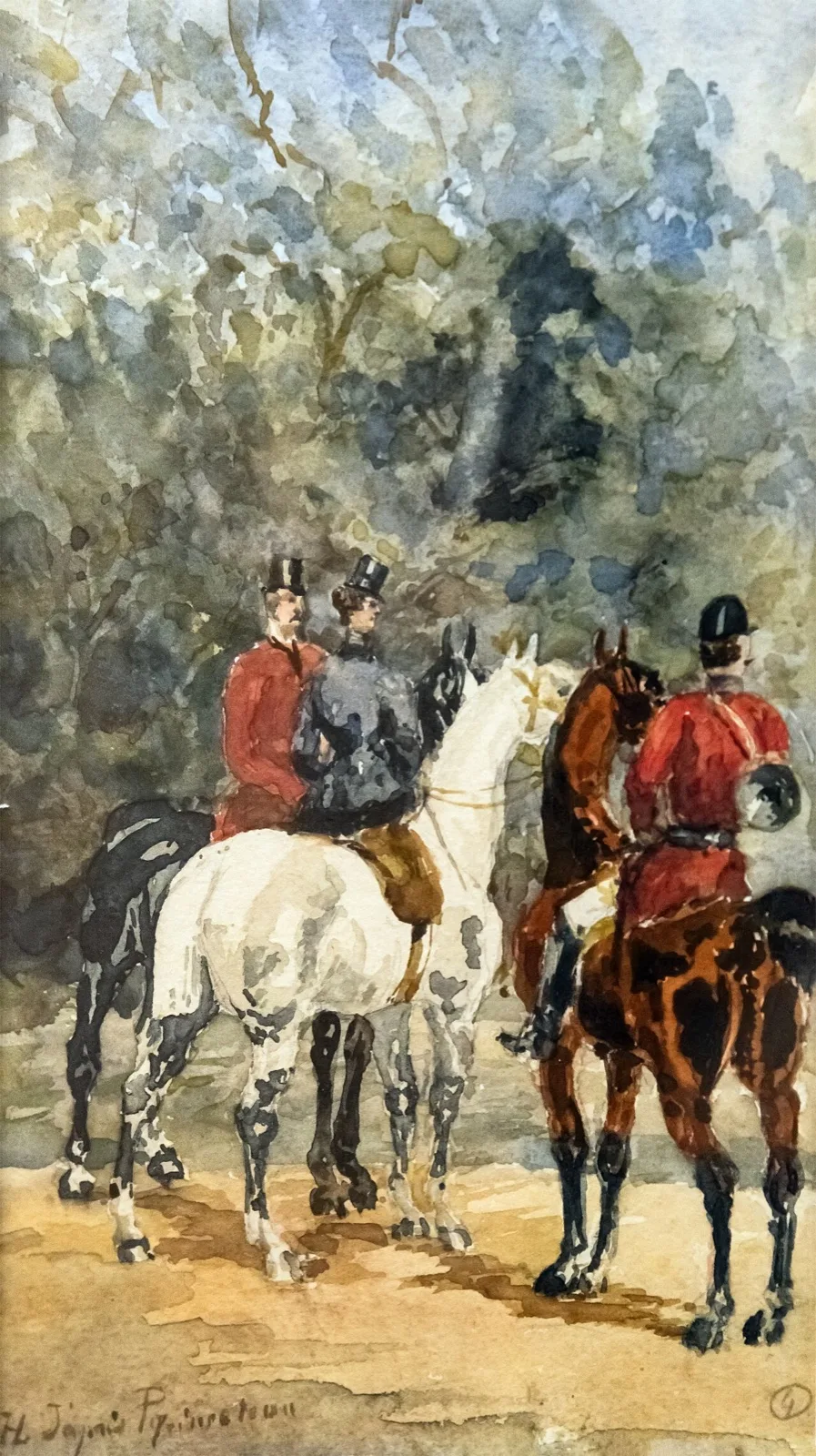 Meeting of hunters with hounds