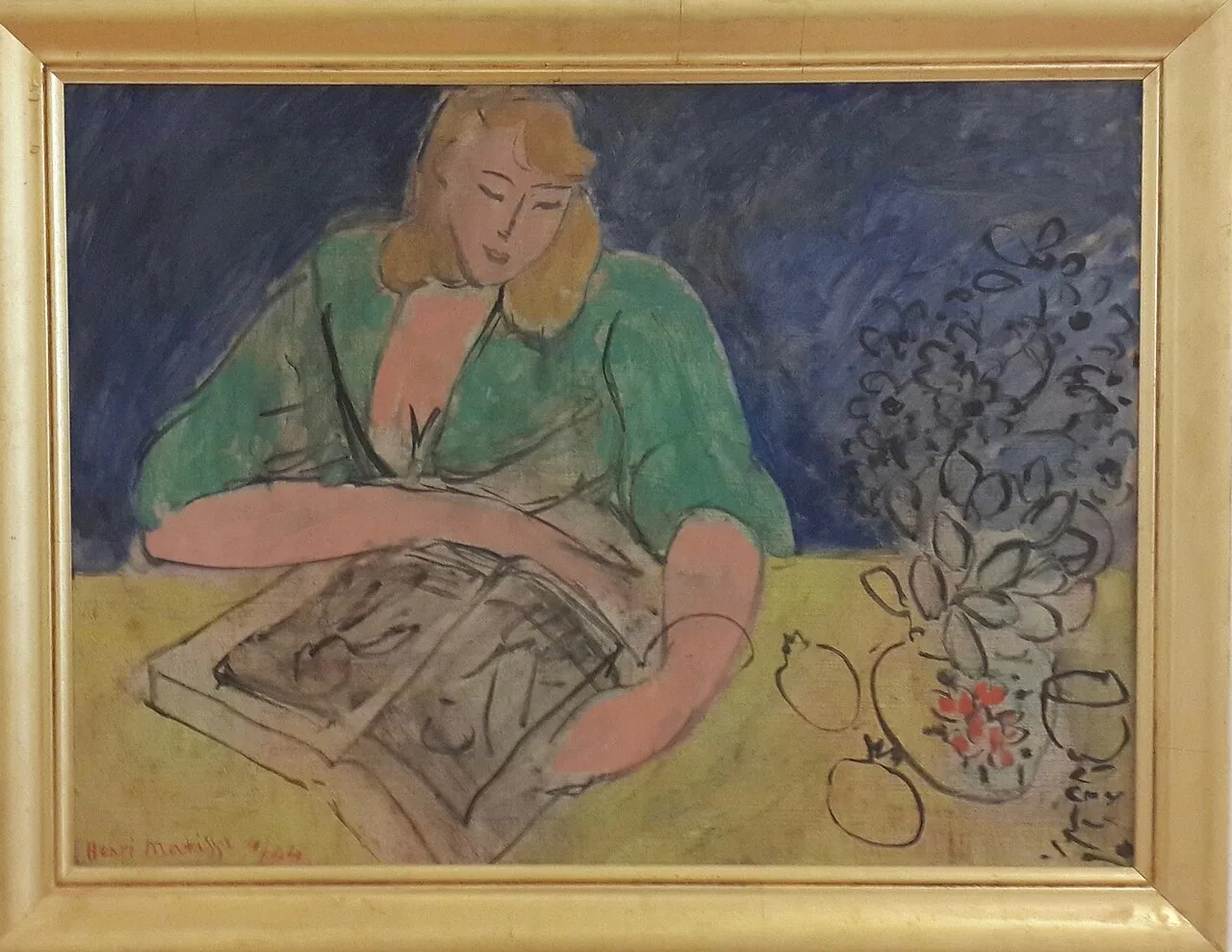 Lectrice à la table jaune