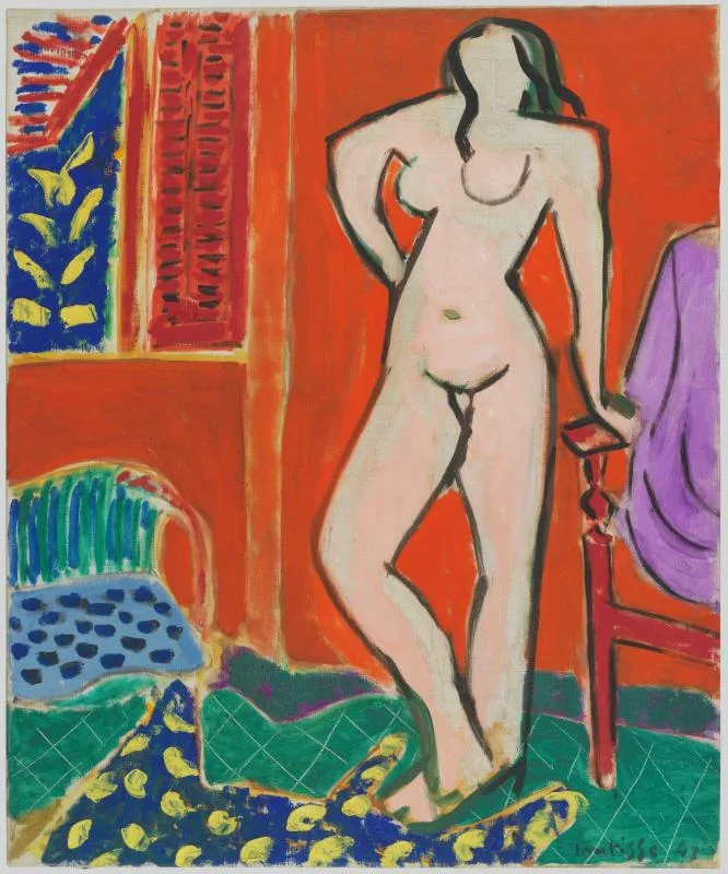 Nu rose, intérieur rouge