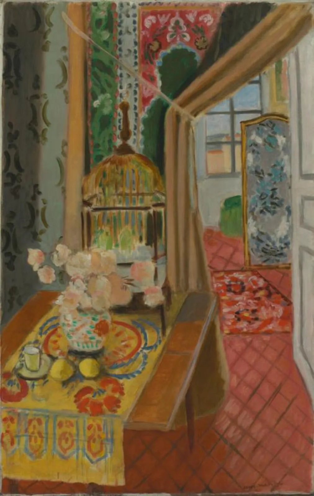Interior, Flowers and Parakeets