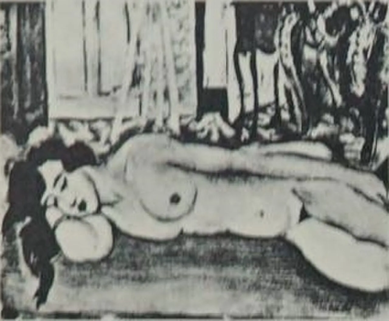 Reclining nude on a pink couch