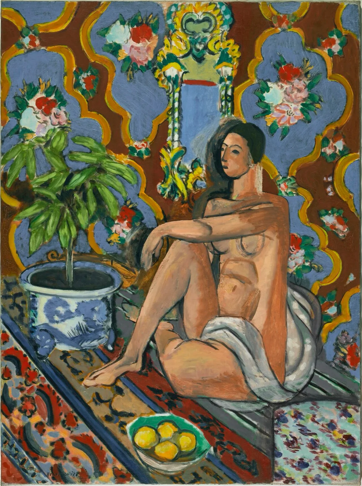 Decorative Figure on an Ornamental Background