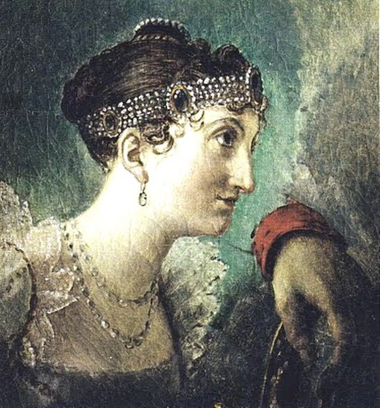 Tête de femme et main d'homme