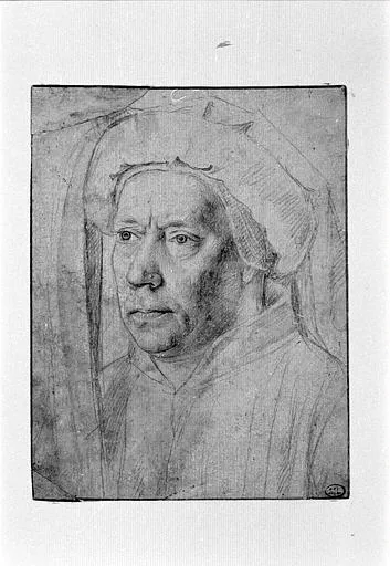 Portrait d'homme coiffé d'un chaperon à patte pendante