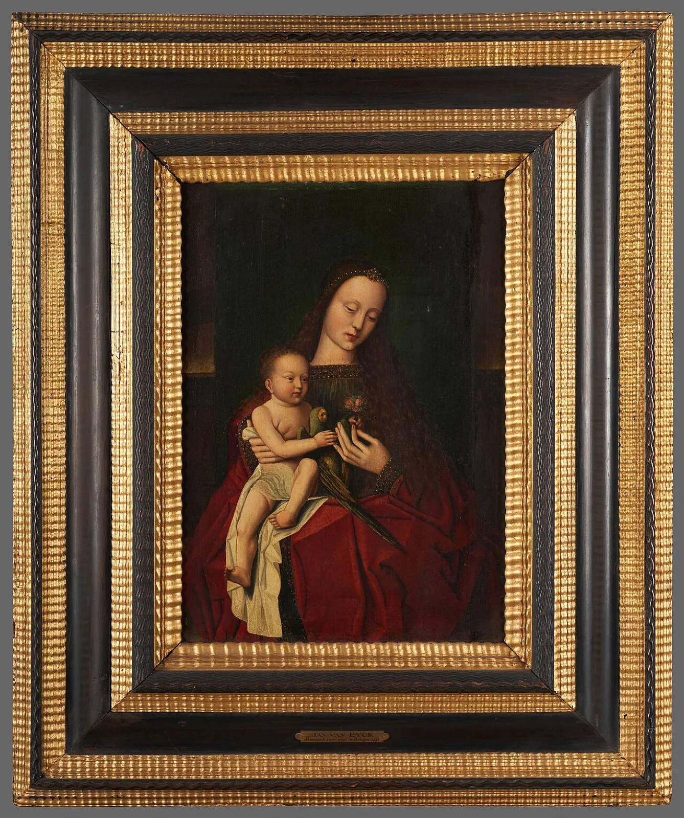 Vierge à l'enfant au perroquet, d'après Jan van Eyck