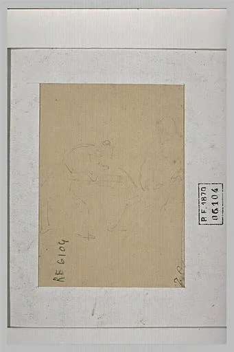 Croquis d'une femme pleurant et d'un homme assis de dos