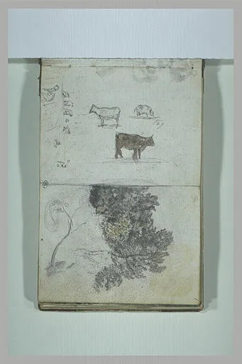 Figures; vaches; étude d'arbres