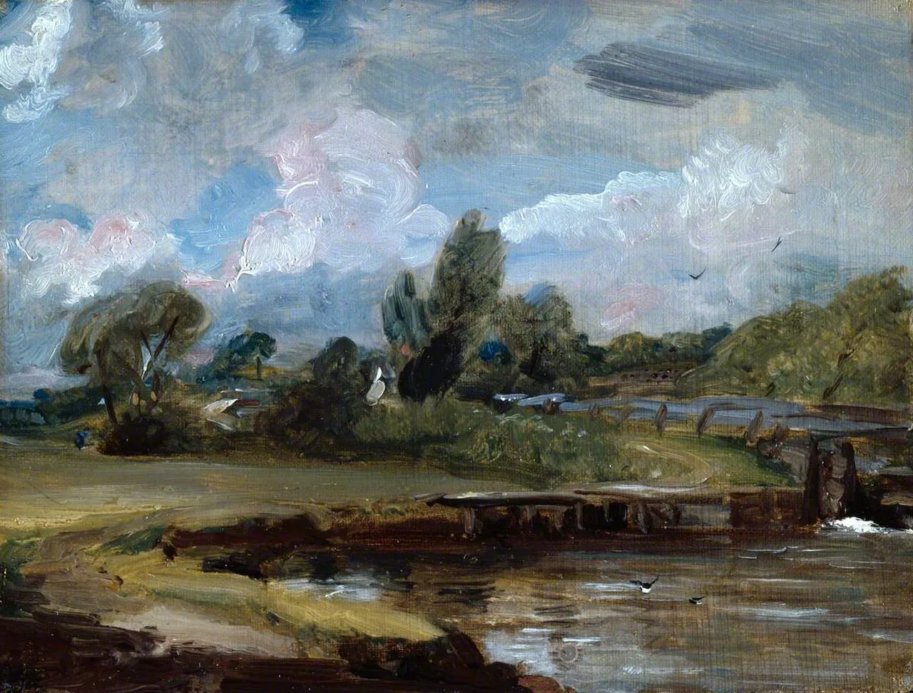 Flatford Lock, A Path by a River