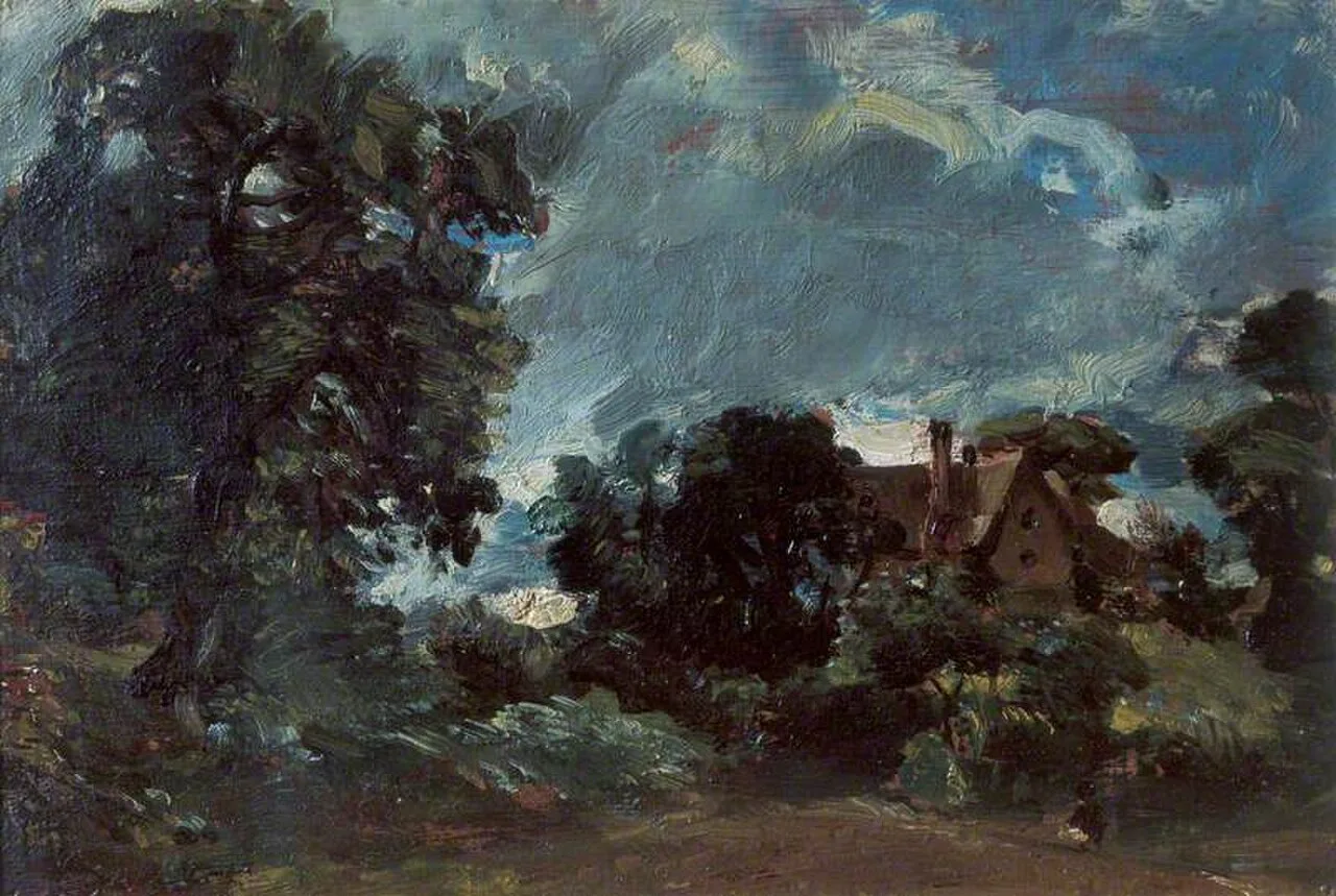 A Cottage and Lane at Langham (sketch for 'The Glebe Farm')