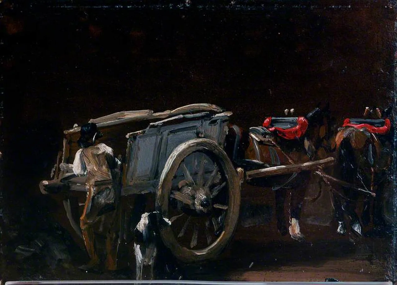 Study of a Cart and Horses with a Carter and a Dog