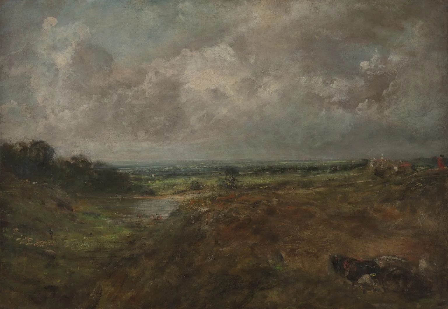 Branch Hill Pond, Hampstead Heath, with a Cart and Carters