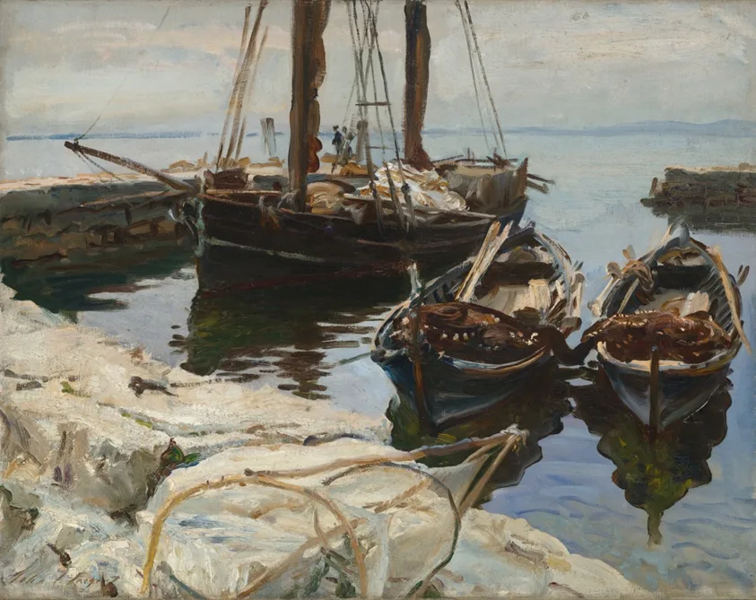 Three Boats in Harbor, San Vigilio