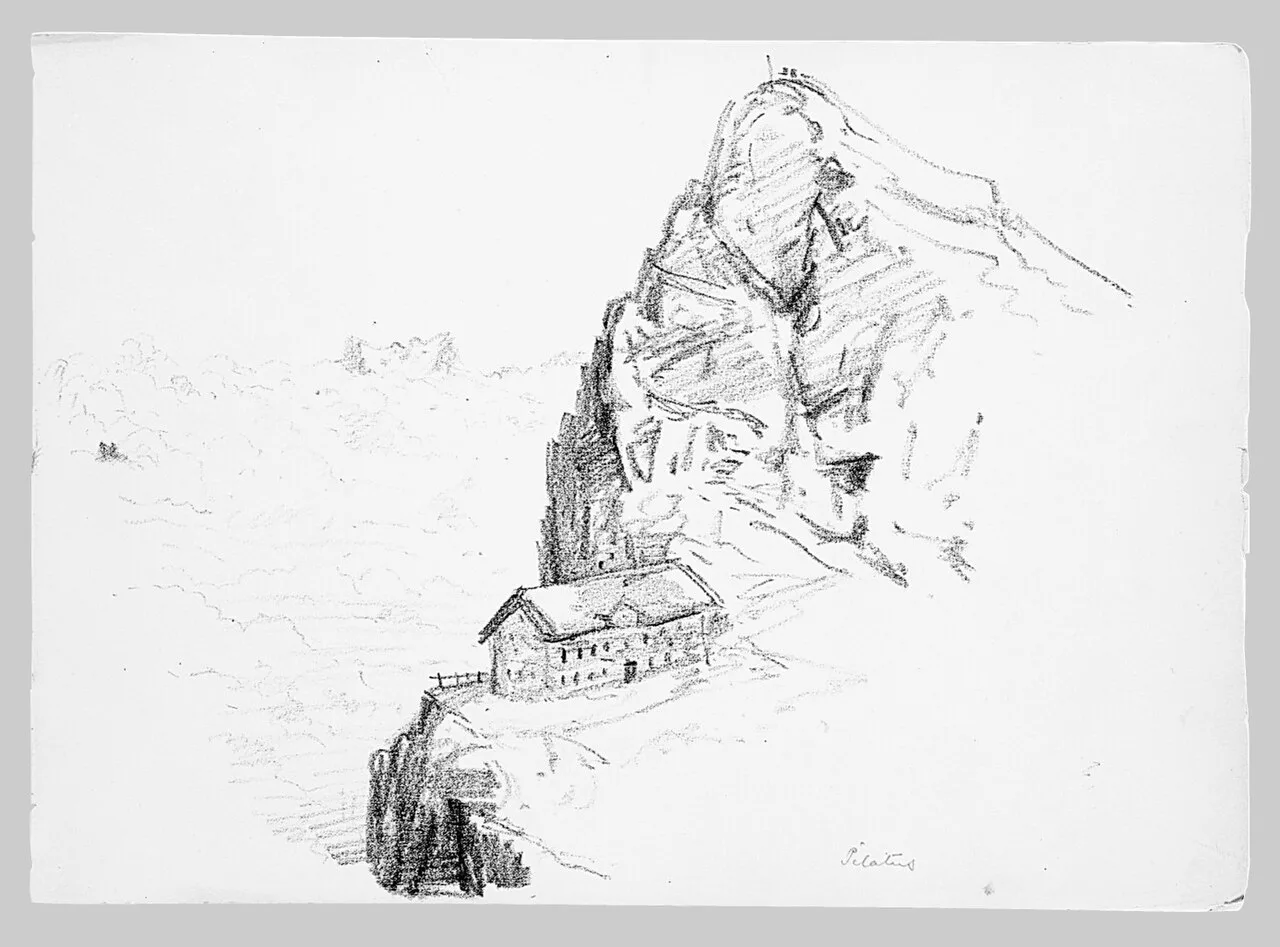 Hotel Bellevue and Esel Peak, Mount Pilatus (from "Splendid Mountain Watercolours" Sketchbook)