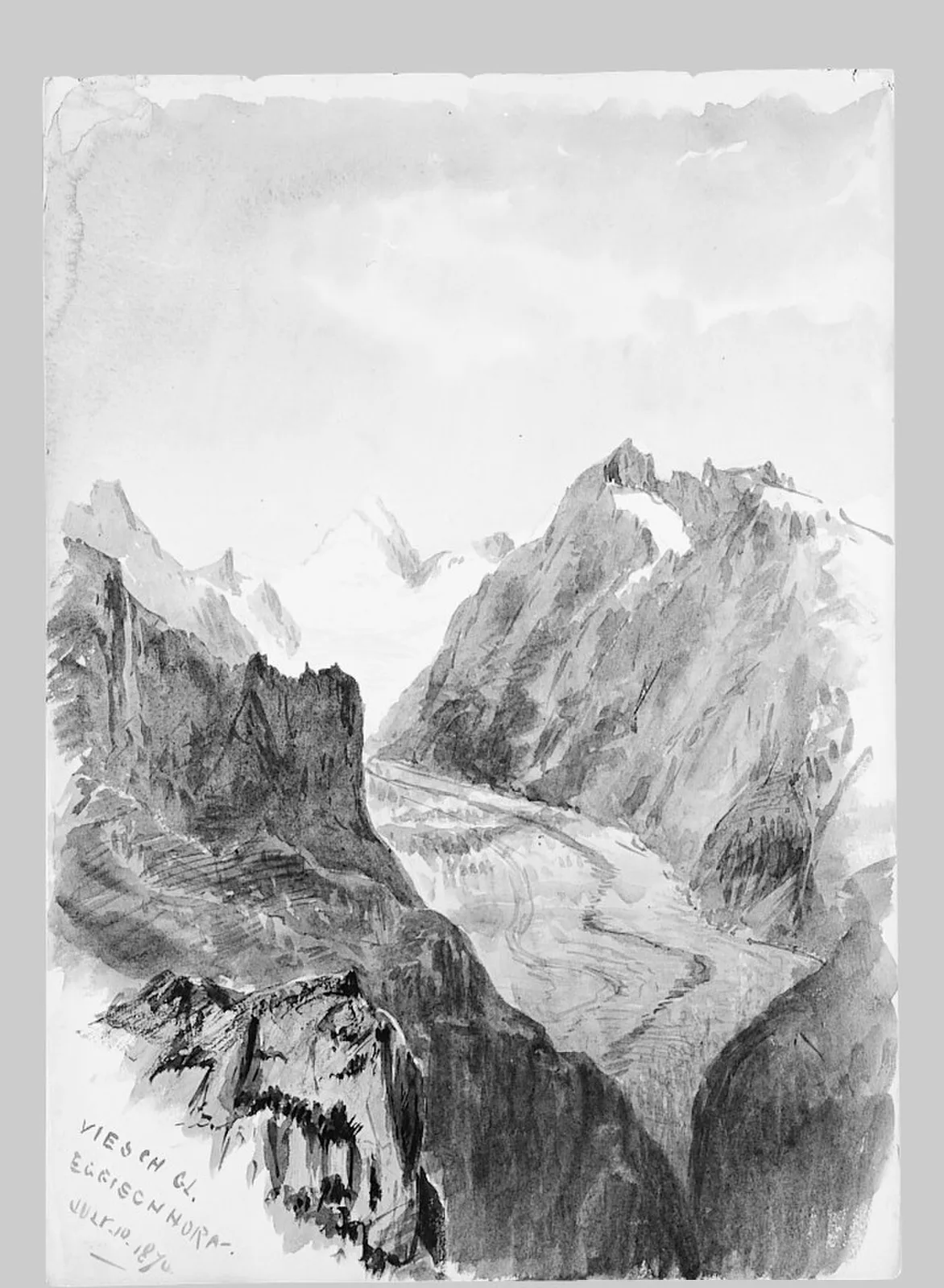 Fiesch Glacier from Eggishorn (from "Splendid Mountain Watercolours" Sketchbook)