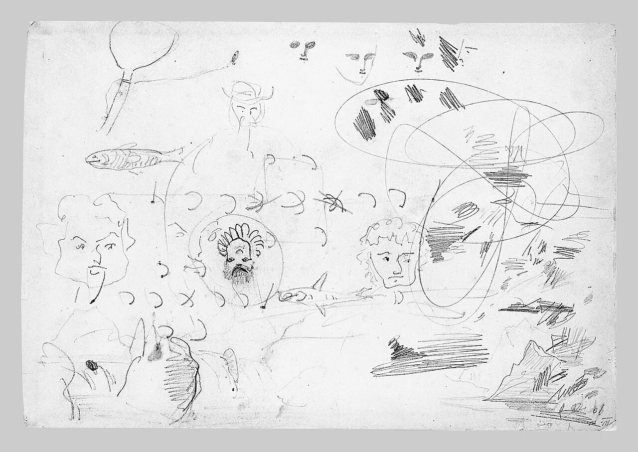 Fish, Caricatures (Inside Back Cover of Switzerland Sketchbook)