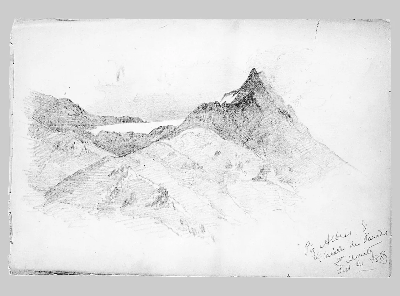 Piz Albris and Glacier du Paradis, St. Moritz,(from Switzerland Sketchbook)
