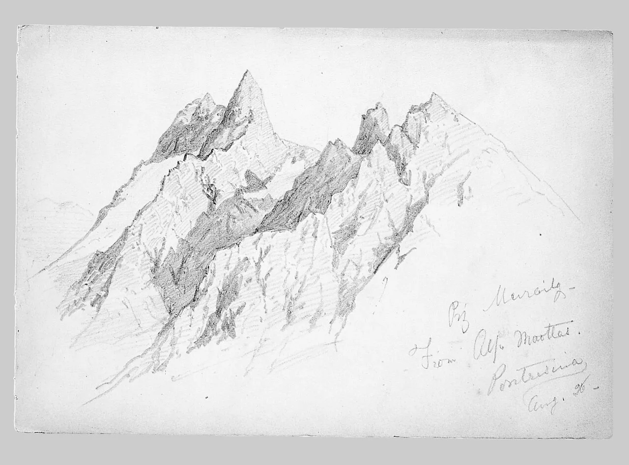 Piz Muraigl from Alp Muottas, Pontresina (from Switzerland Sketchbook)
