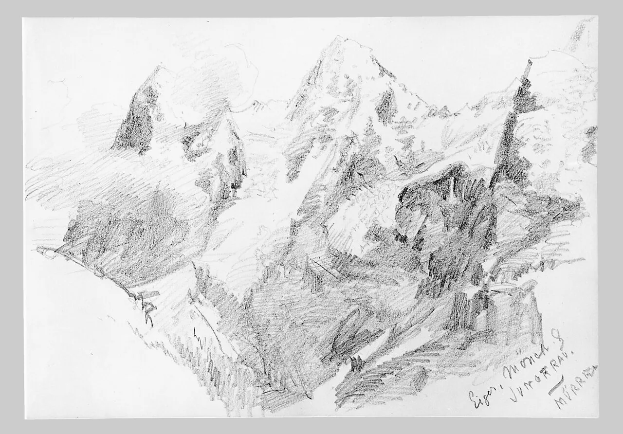 Eiger, Mönch, and Jungfrau from Mürren (from Switzerland Sketchbook)