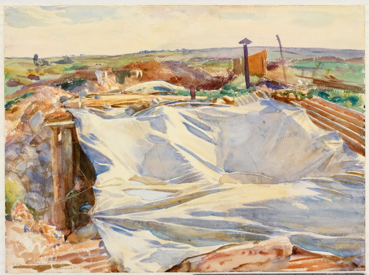 A Tarpaulin over a Dug-out, Ransart