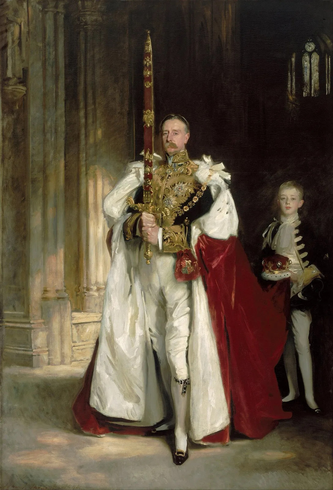 Charles Stewart, Sixth Marquess of Londonderry, Carrying the Great Sword of State at the Coronation of King Edward VII, August,, and Mr. W. C. Beaumont, His Page on That Occasion