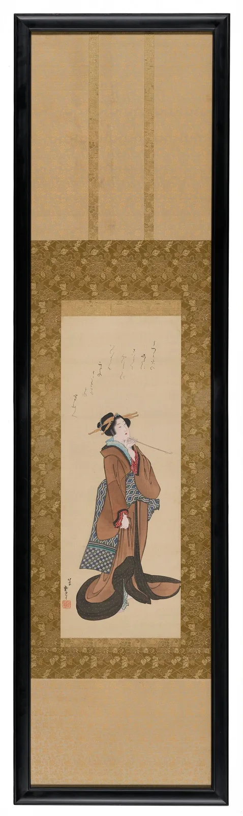 Woman holding a tobacco pipe