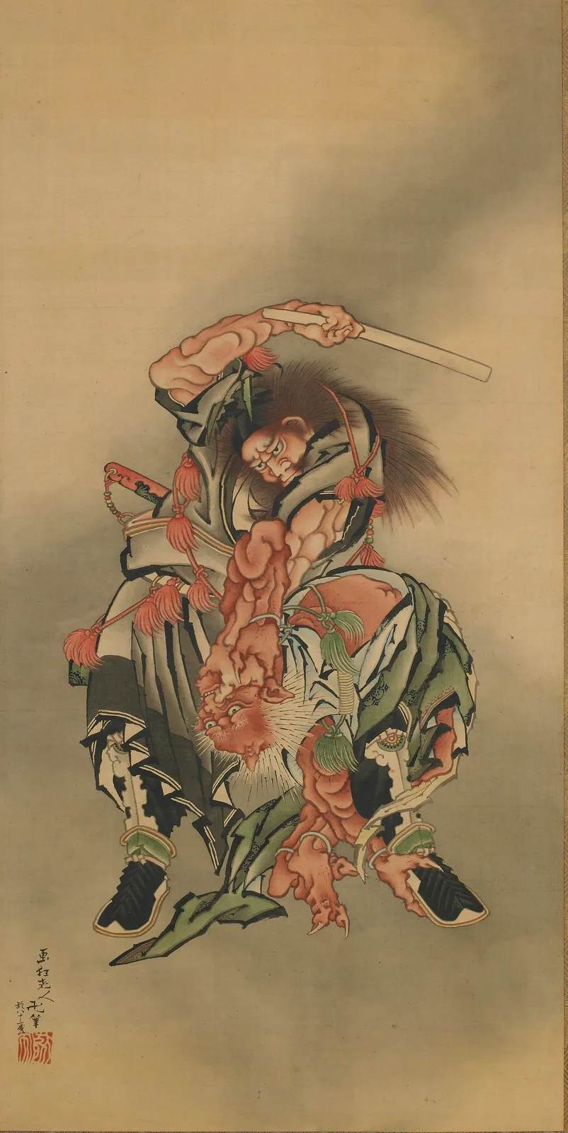 Zhong Kui (Shoki) killing a demon