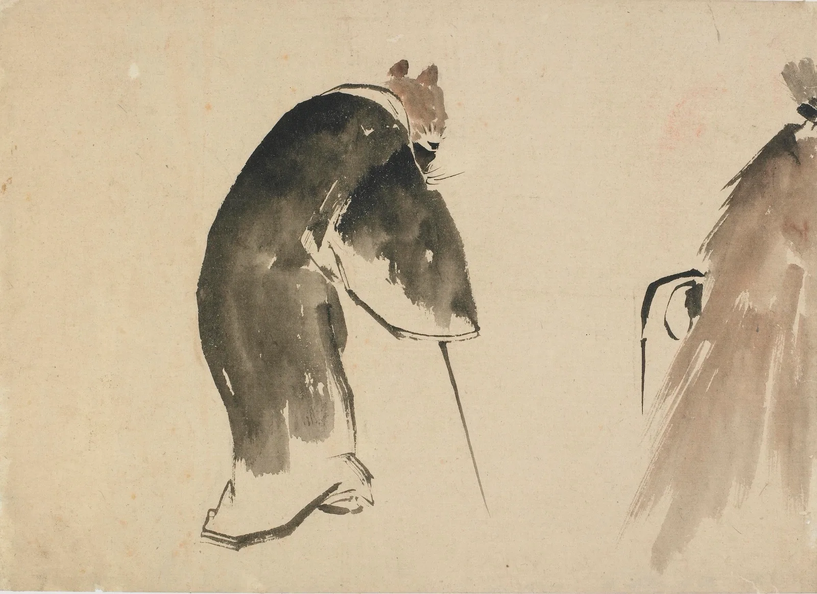 An old mouse dressed in a black robe