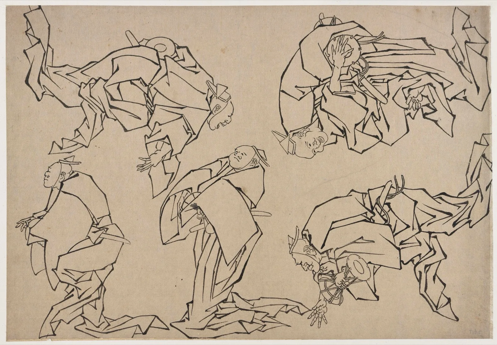 Five musicians playing drums