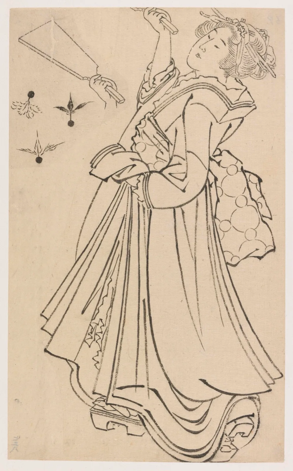 Girl playing with a battledore and shuttlecock