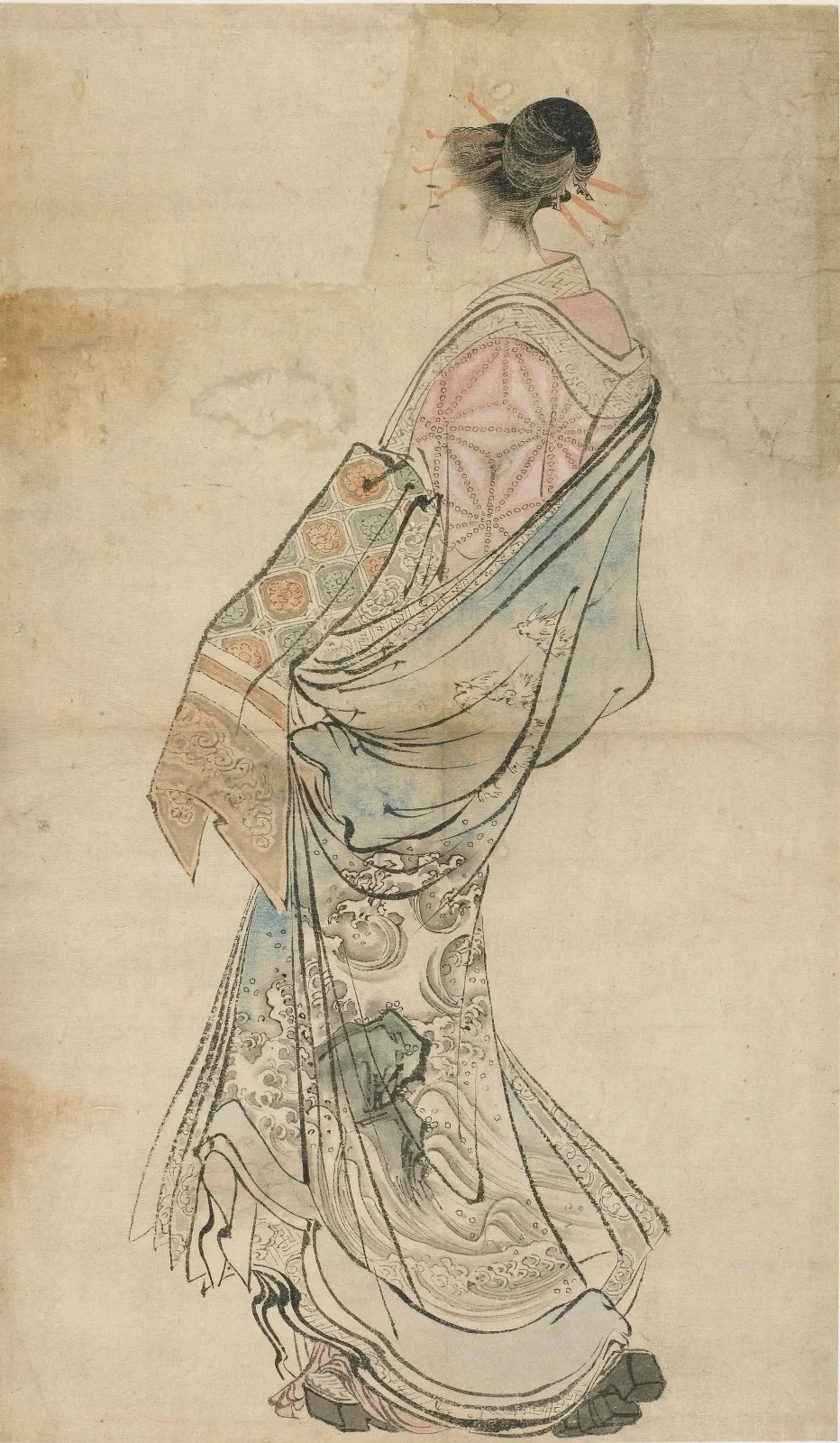 Walking figure of a courtesan