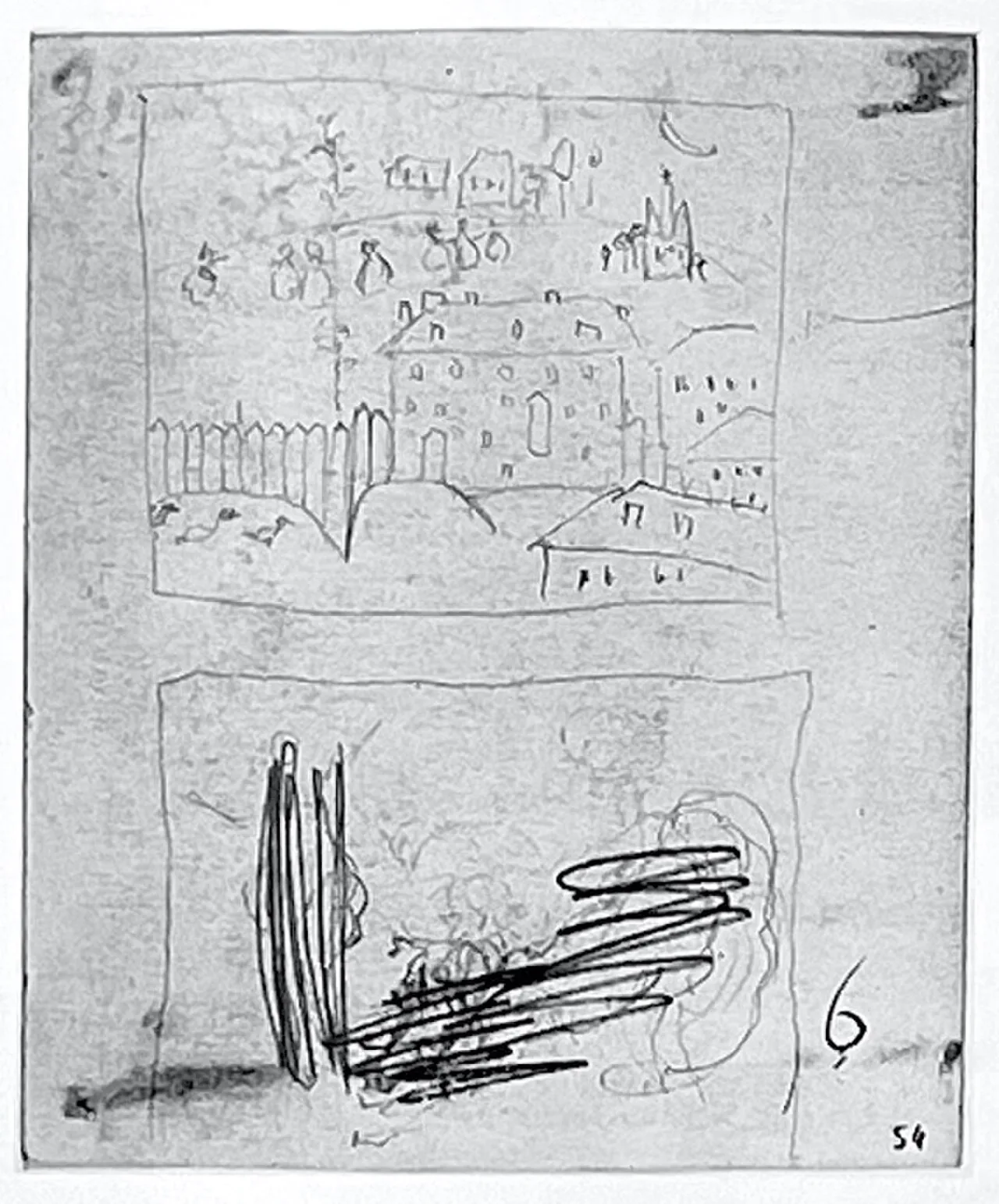 Portrait of a boy (recto) / Sketch of an urban landscape (City by moonlight) (verso)