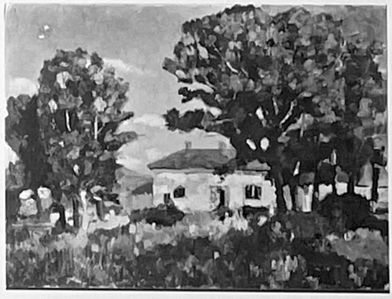 Landscape with white house