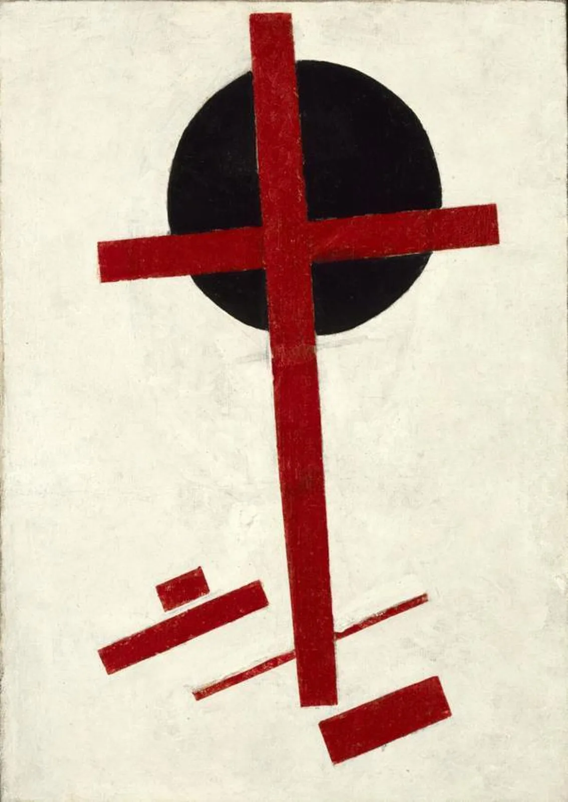 Mystic Suprematism (red cross on black circle)
