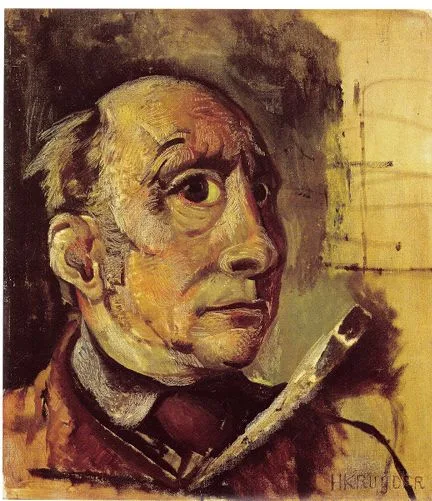 Self-portrait with paintbrush