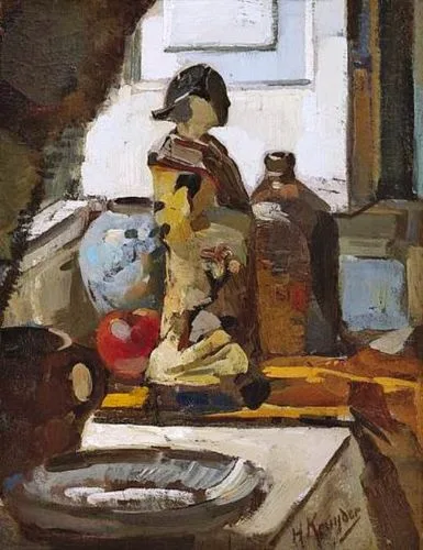 Still life with Satsuma statuette
