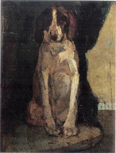 A seated dog
