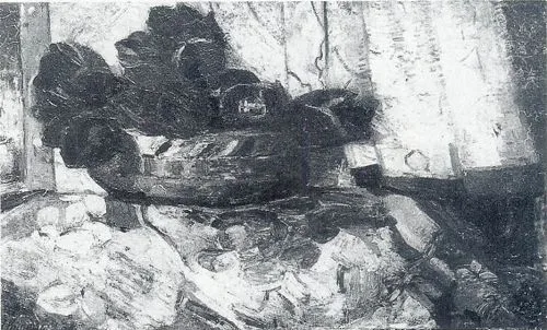 Still life with black tulips