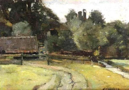 View of a mill behind trees